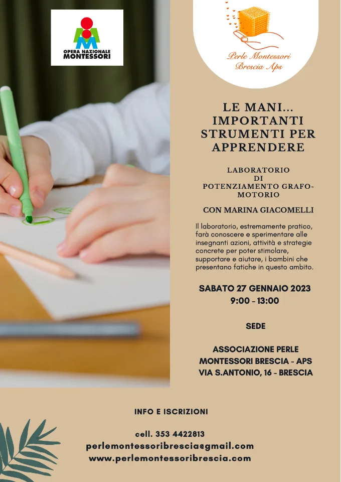 Locandina di «Le mani… importanti strumenti per apprendere»