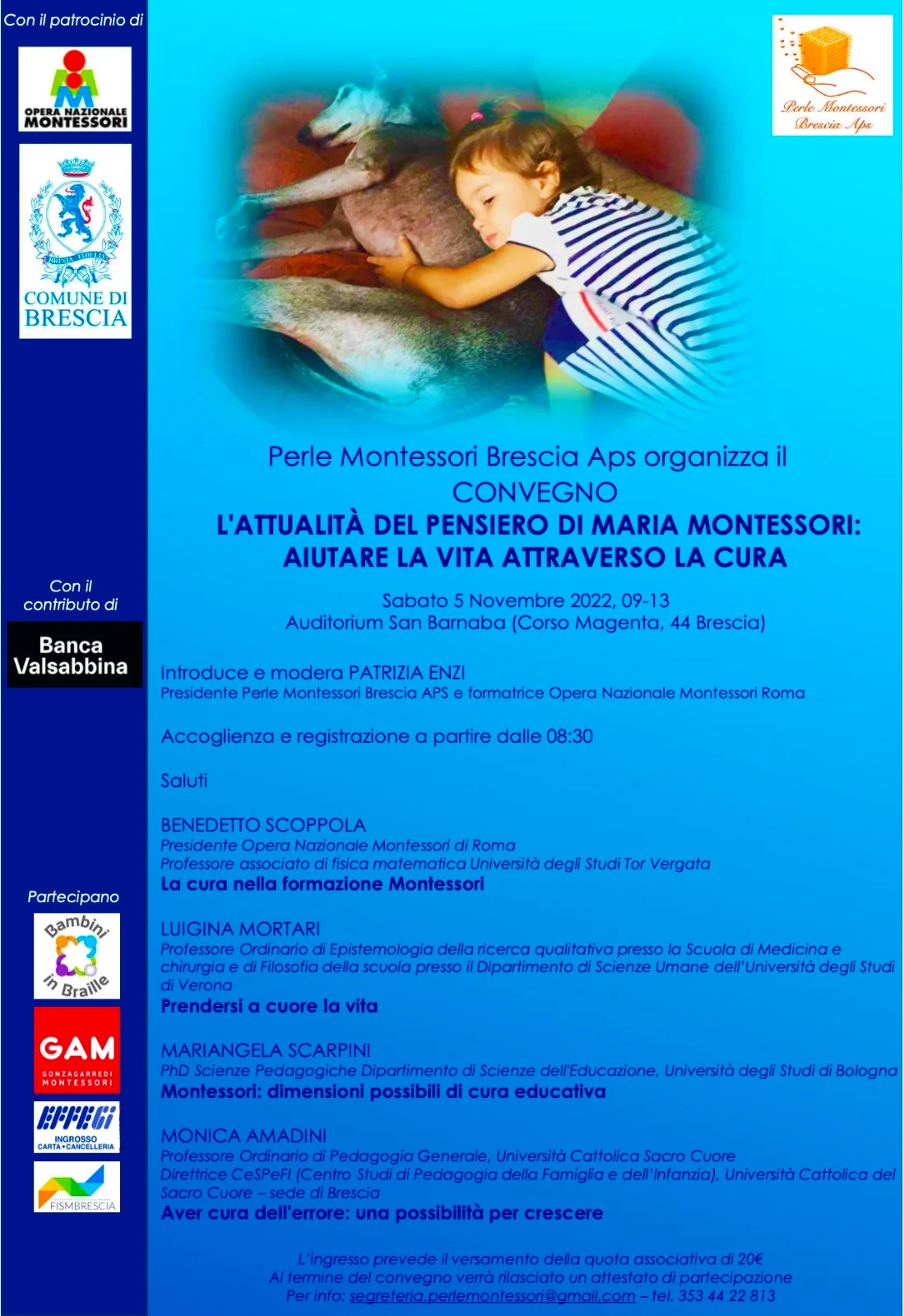 Locandina di «Convegno 2022 · L’attualità del pensiero di Maria Montessori: aiutare la vita attraverso la cura»
