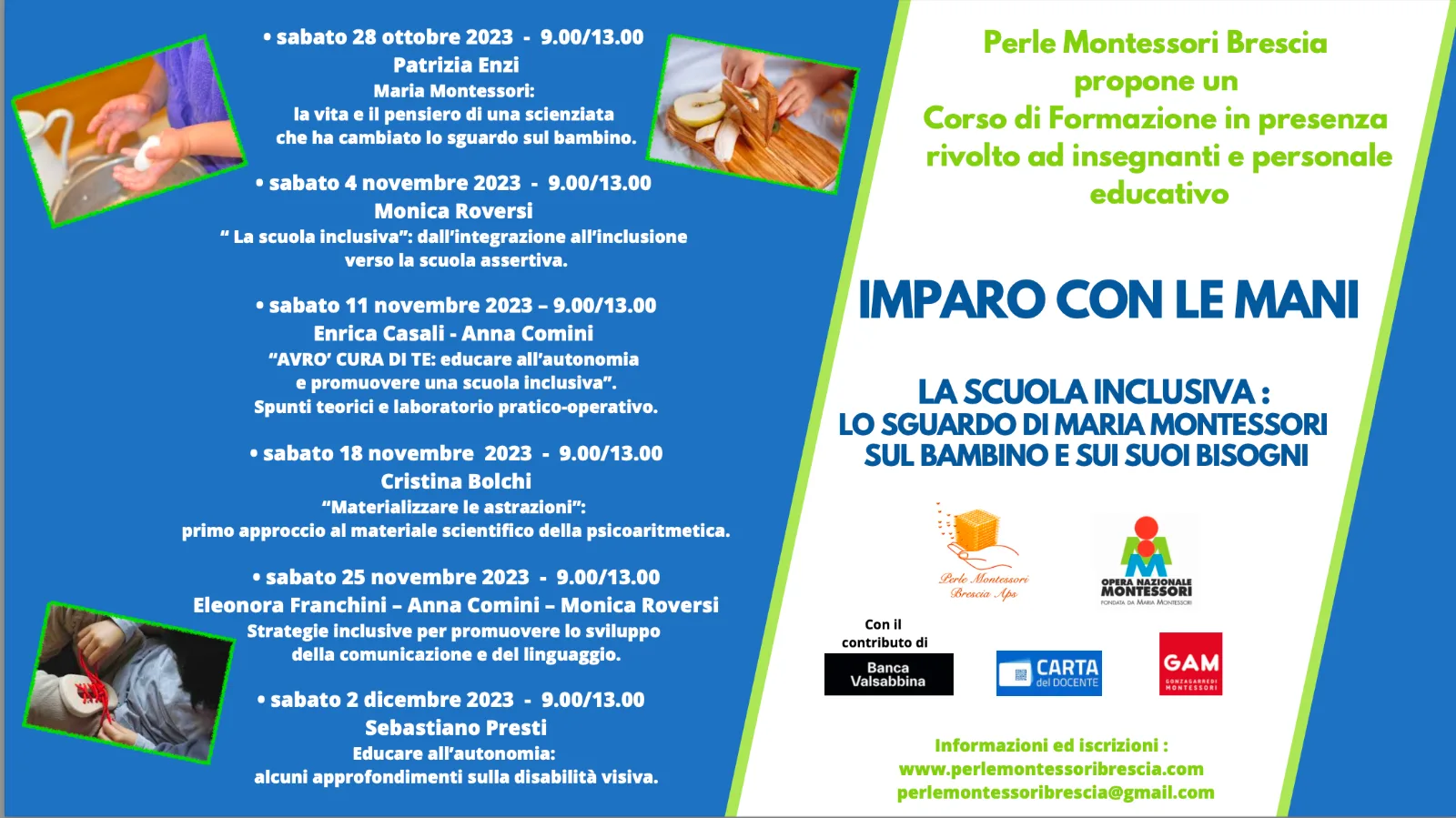Locandina di «Imparo con le mani – La scuola inclusiva»