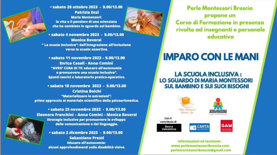 Locandina di «Imparo con le mani – La scuola inclusiva»